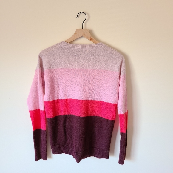 Loft Pink Color Block striped high low sweater - Picture 5 of 5